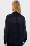 Navy Embellished Sheer Alysse Blouse