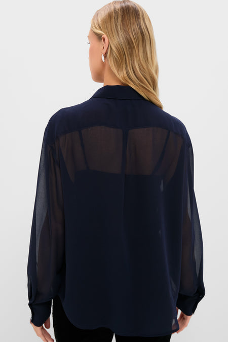 Navy Embellished Sheer Alysse Blouse
