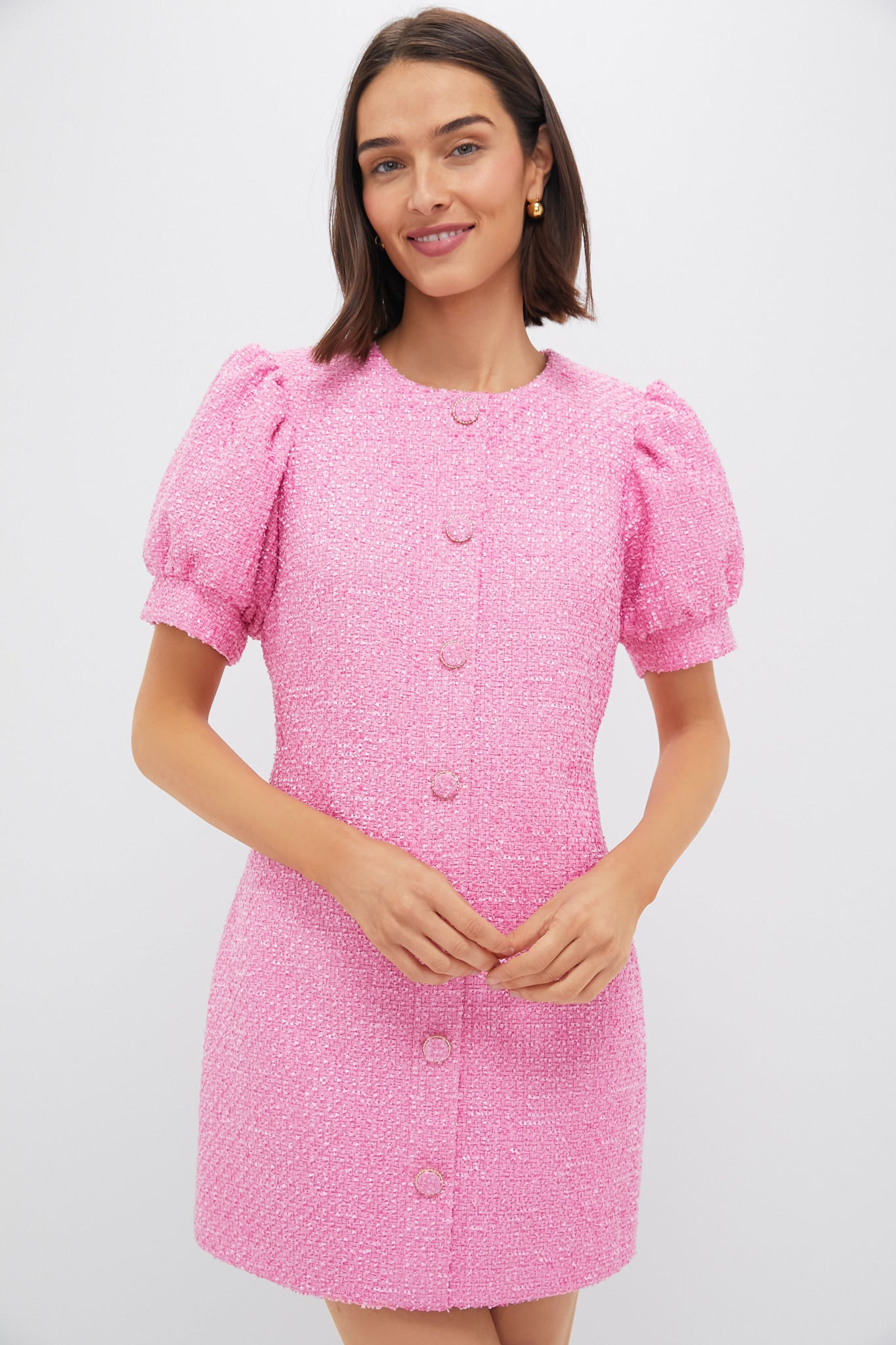 Pink Tweed Kit Mini Dress