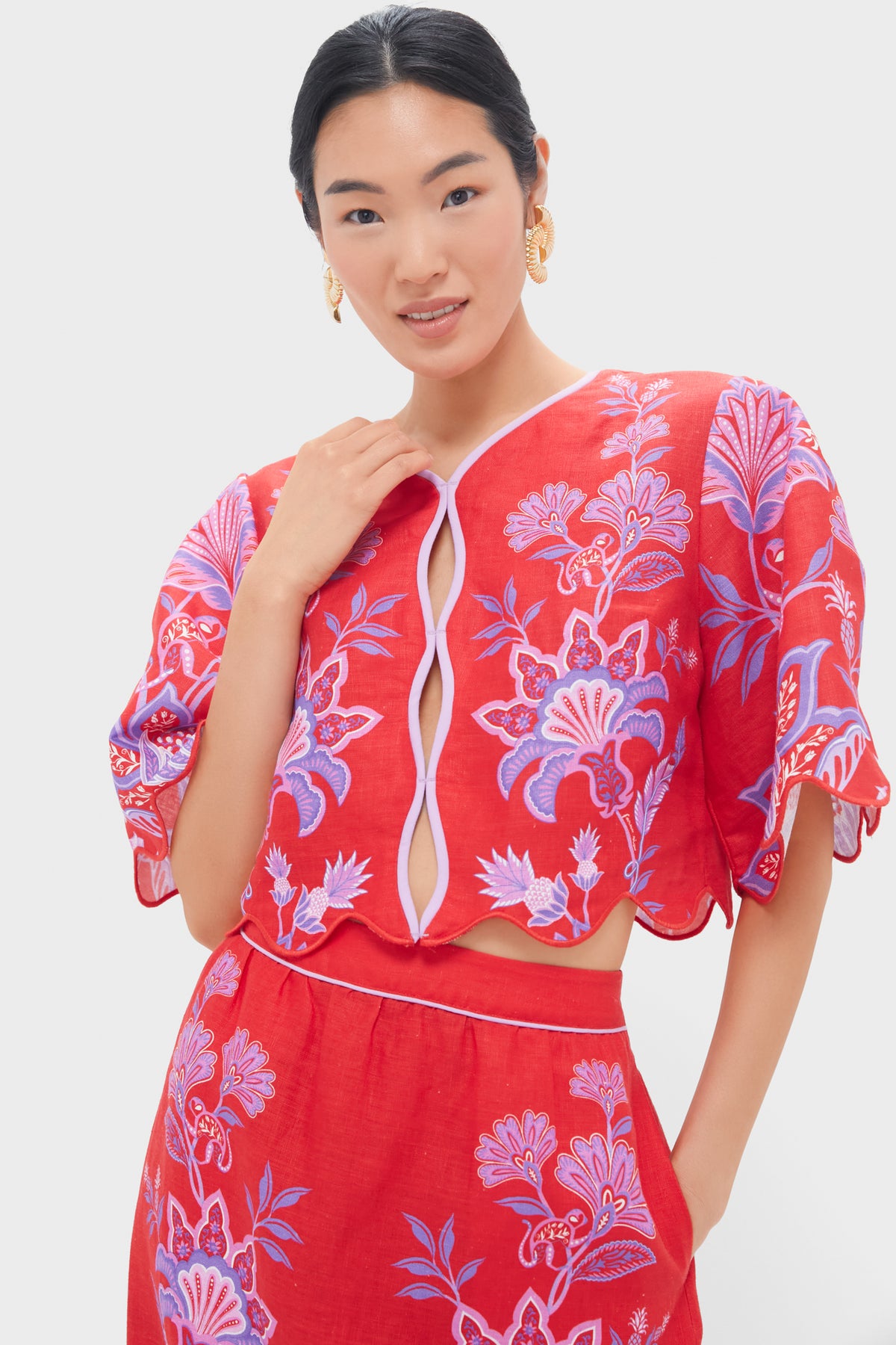 Porcelain Garden Red Blouse