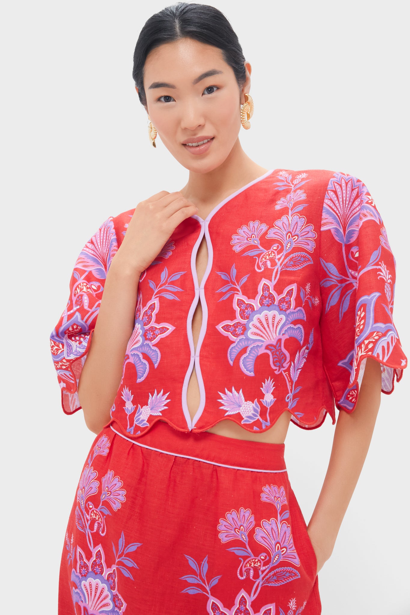 Porcelain Garden Red Blouse