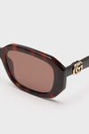 Havana GG Logo Rectangular Sunglasses