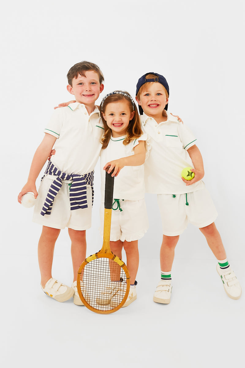 Exclusive Green Piping White Stella Shorts