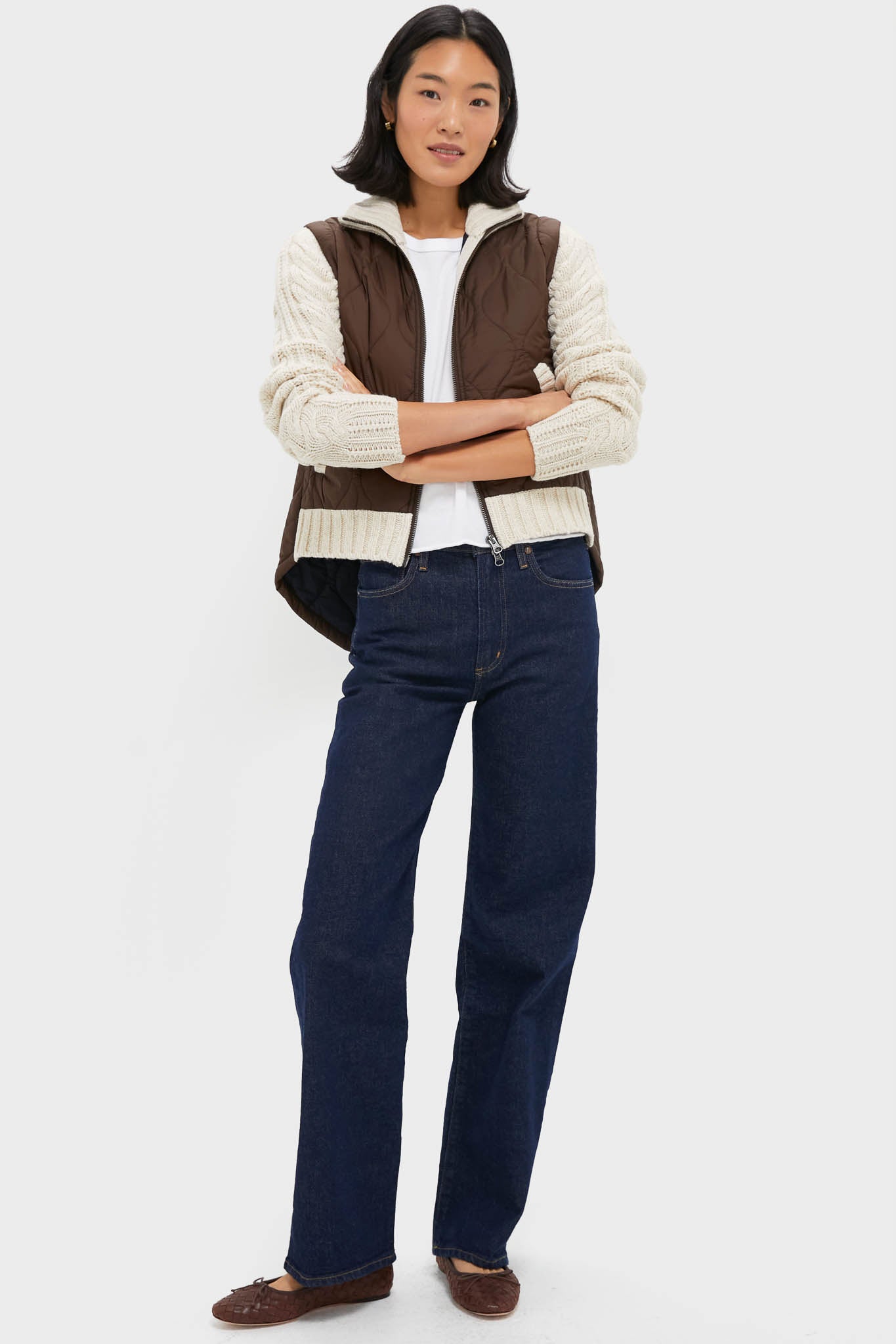 Mocha and Heathered Sand Patra Mixed Media Jacket