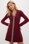 Oxblood Embellished Knit Simms Mini Dress