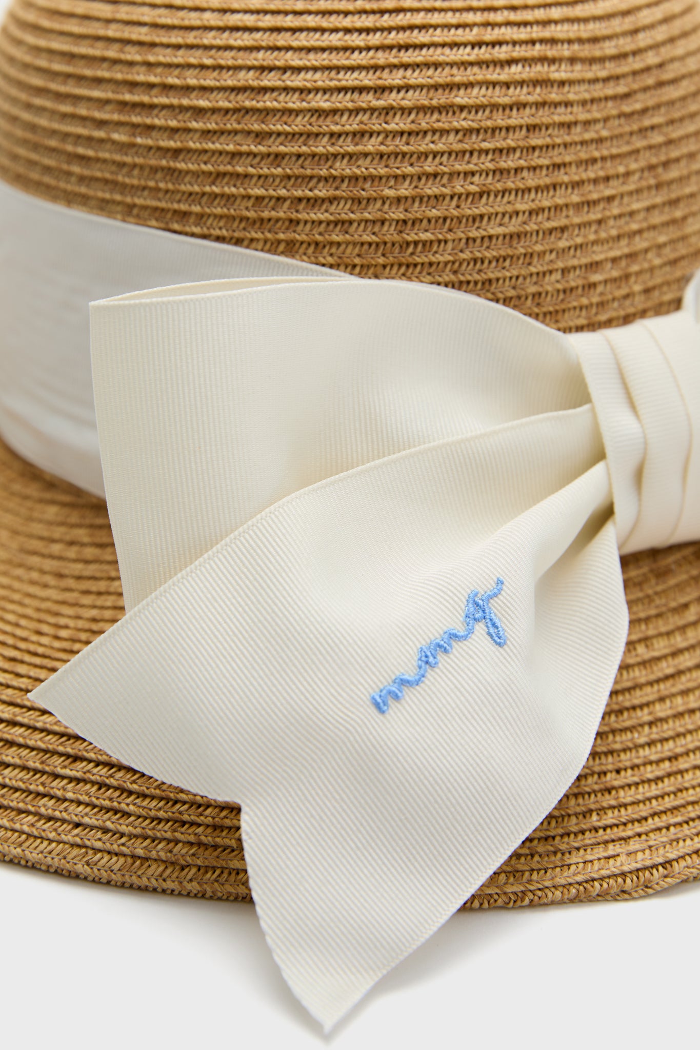Exclusive Cream Packable Wide Bow Sunhat