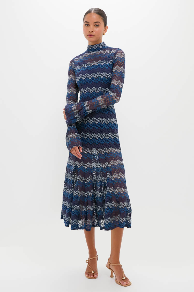 en saison navy irene maxi dress Navy Tonal Lorraine Knit Maxi Dress
