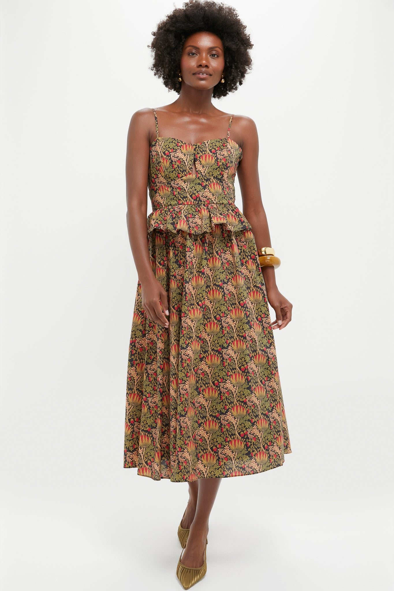 Black Multi Floral Maeve Midi Dress | Hyacinth House