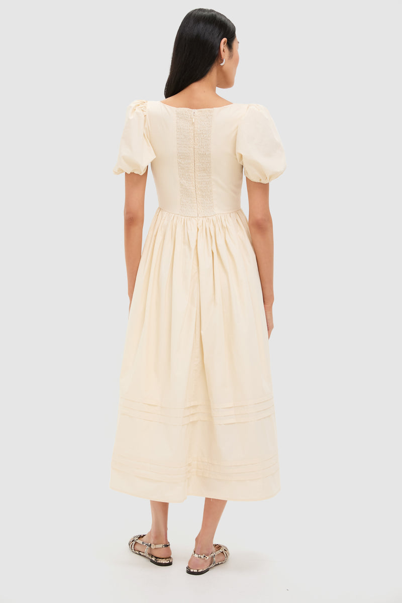 Cream Puff Sleeve Midi Dress