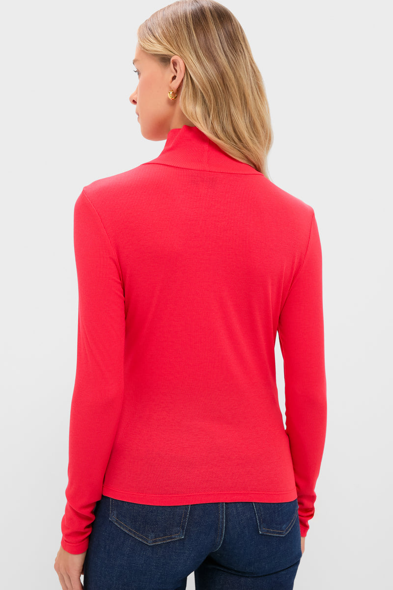 Red Lightweight Ribbed Topanga Turtleneck
