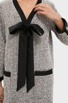 Silver Coco Tweed Bow Dress