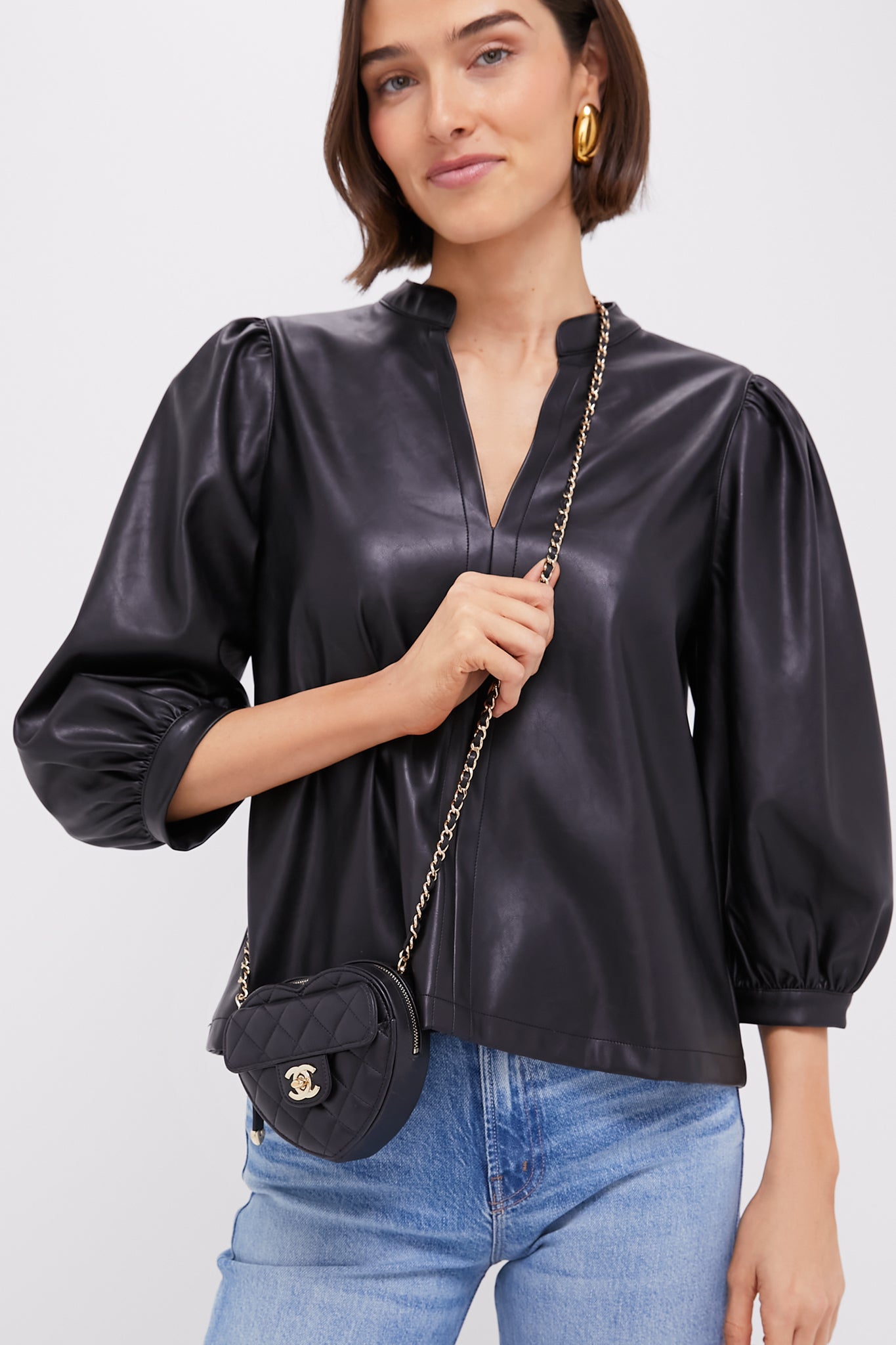 CHANEL Black Mini Lambskin CC In Love Heart Crossbody