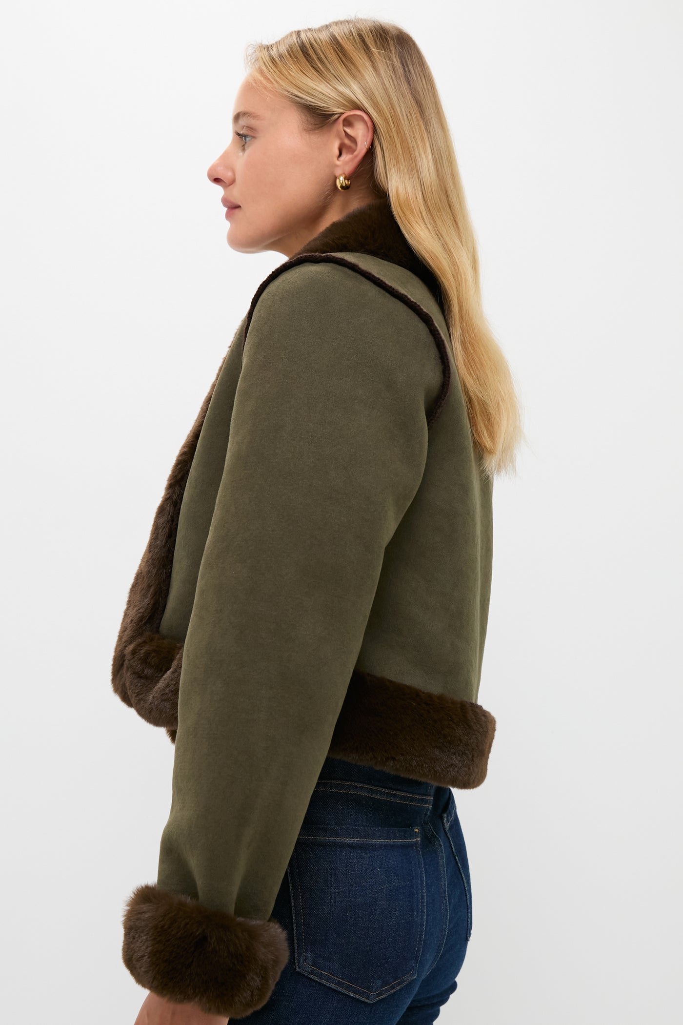 Olive Faux Suede & Fur Harding Jacket