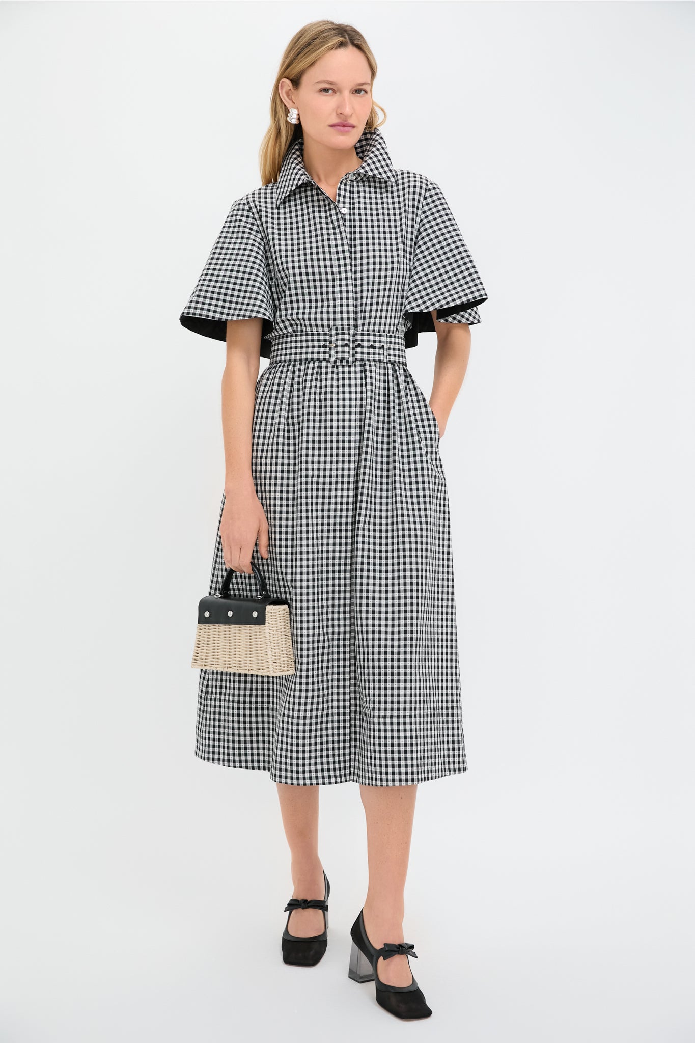 Black Gingham Cape Chloe Dress | Tuckernuck
