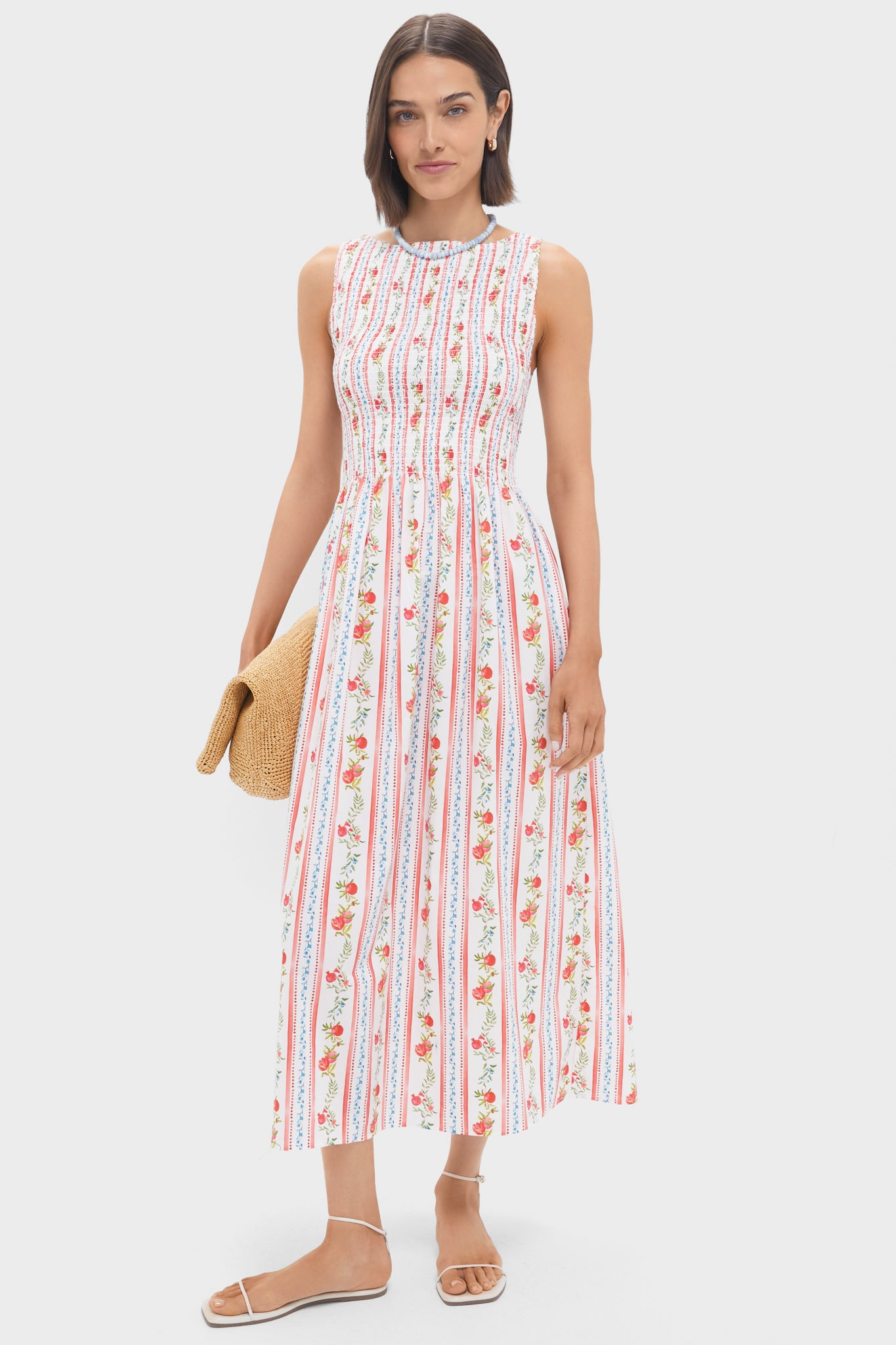 Pomegranate Stripe Cosima Nap Midi Dress