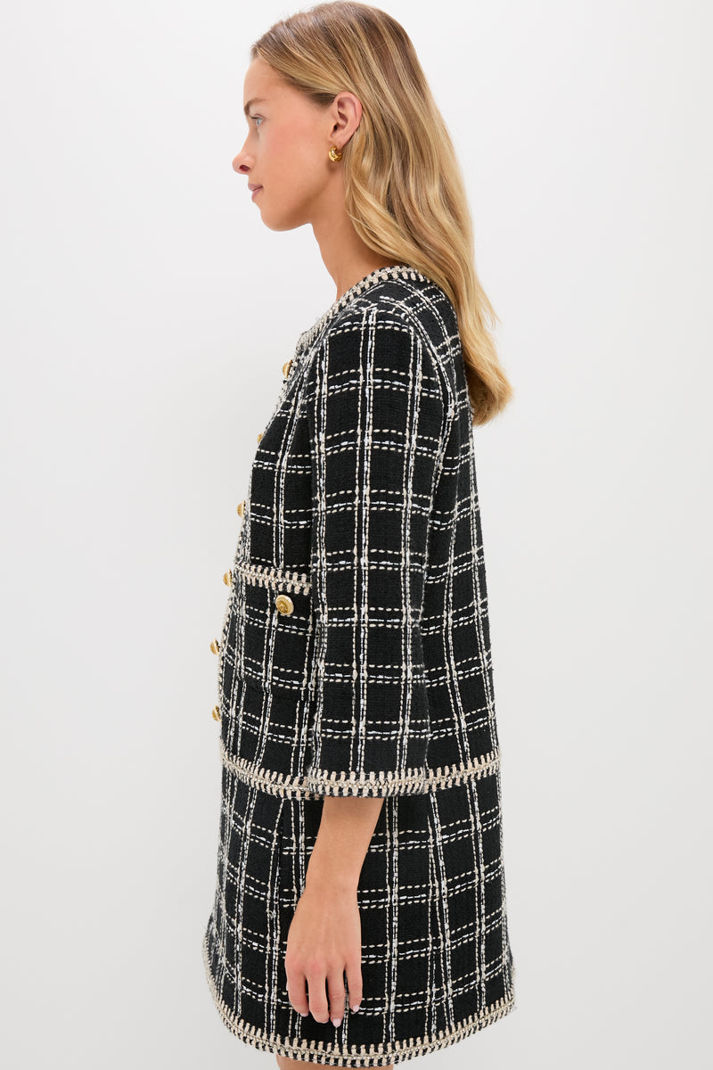 Embellished Black Tweed Onassis Dress