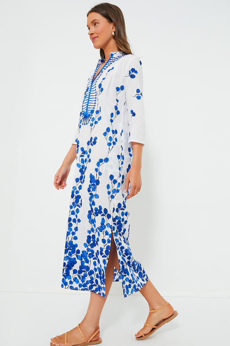 Exclusive Leaf Blue Clorinda Long Kaftan