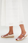 Ivory and Red Mary Jane Flora Broderie Espadrilles
