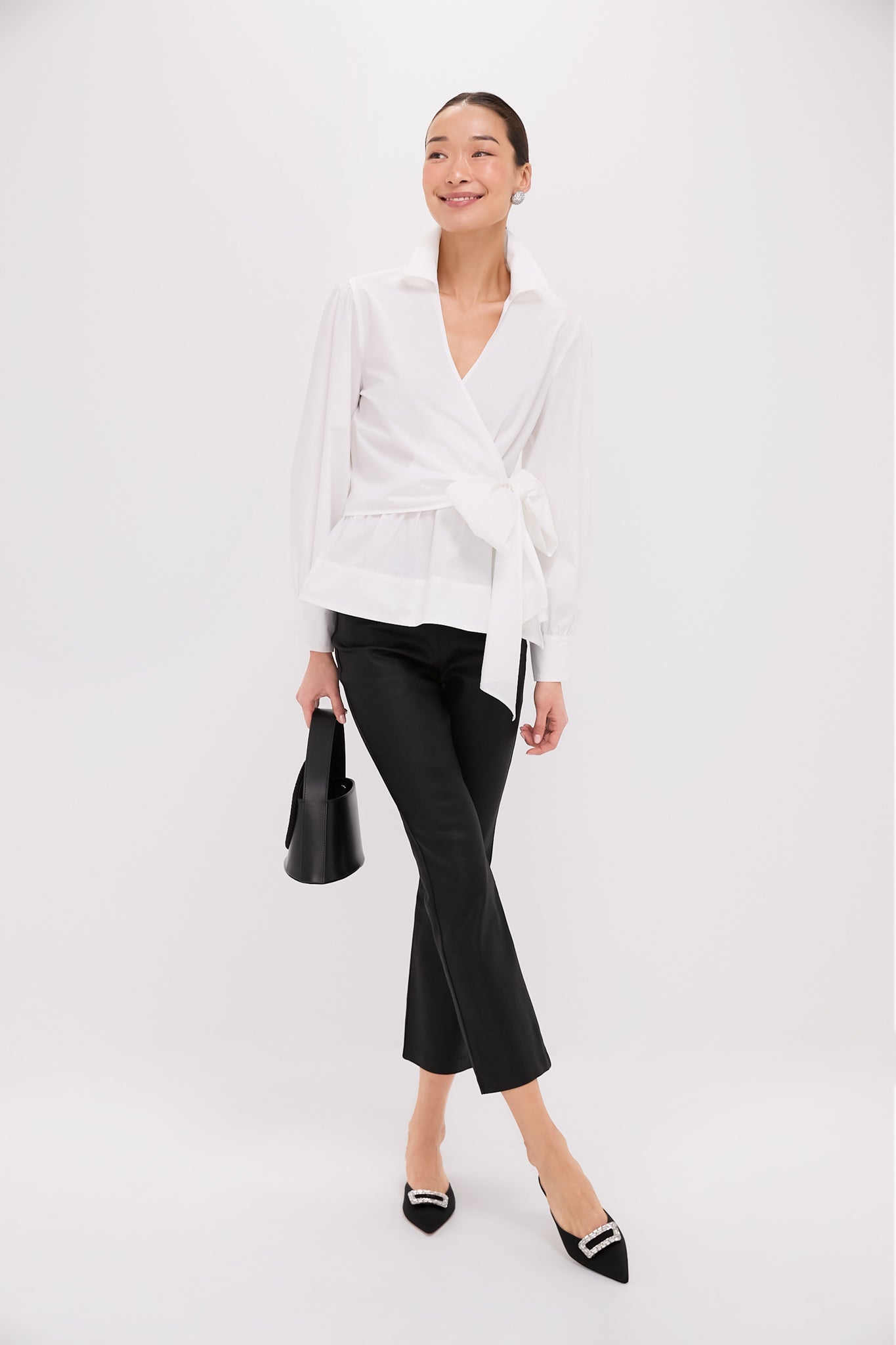 White Tie Front Bow Bea Blouse | Tuckernuck