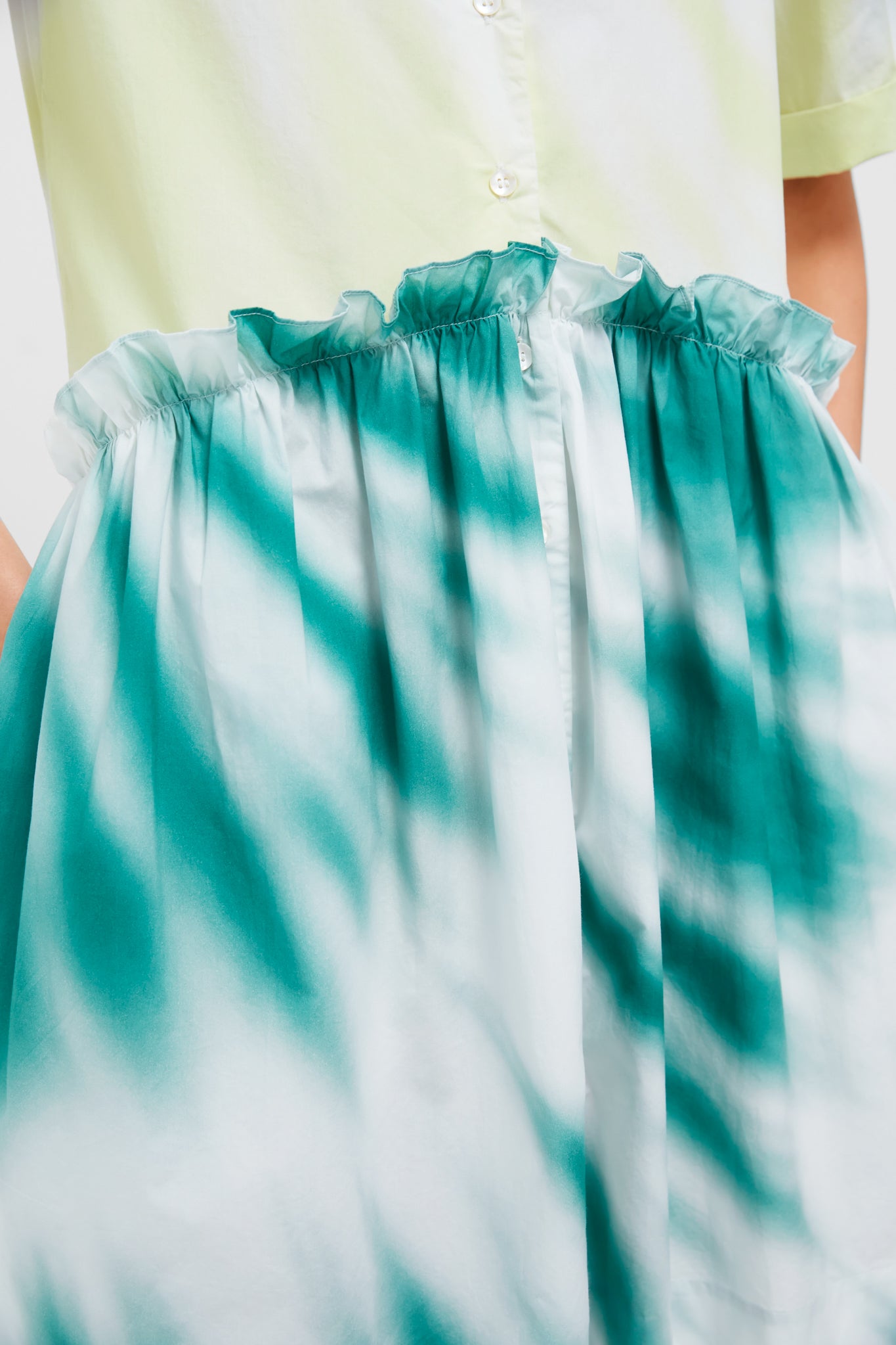Tie-Dye Mini Gathered Shirtdress