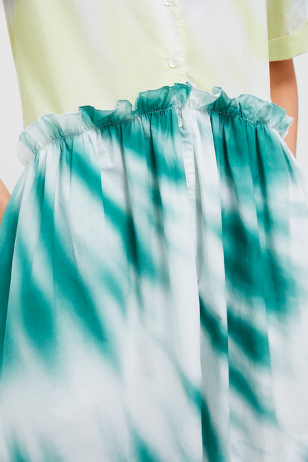Tie-Dye Mini Gathered Shirtdress