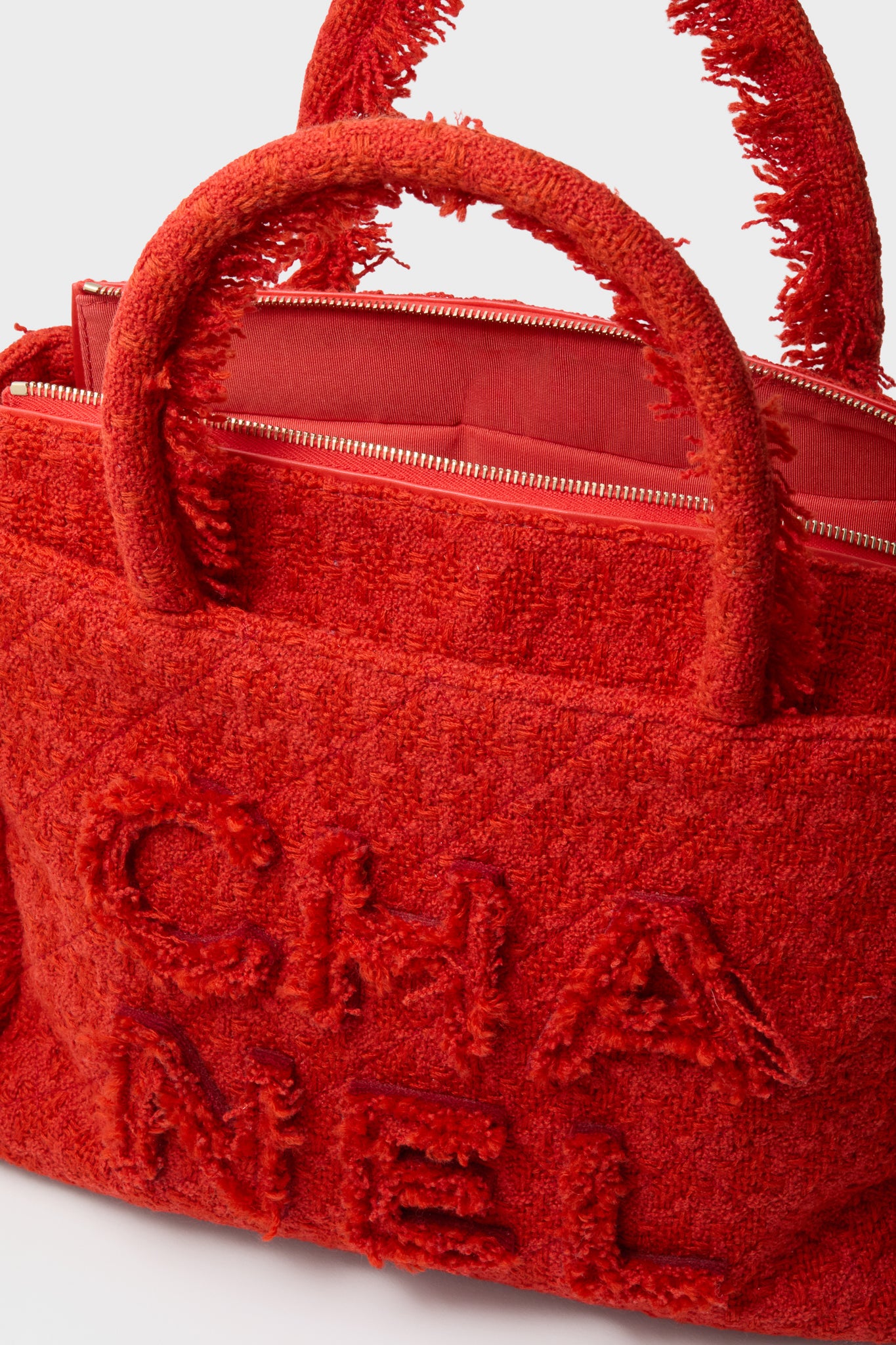 CHANEL Red Zipped Shopper Tote