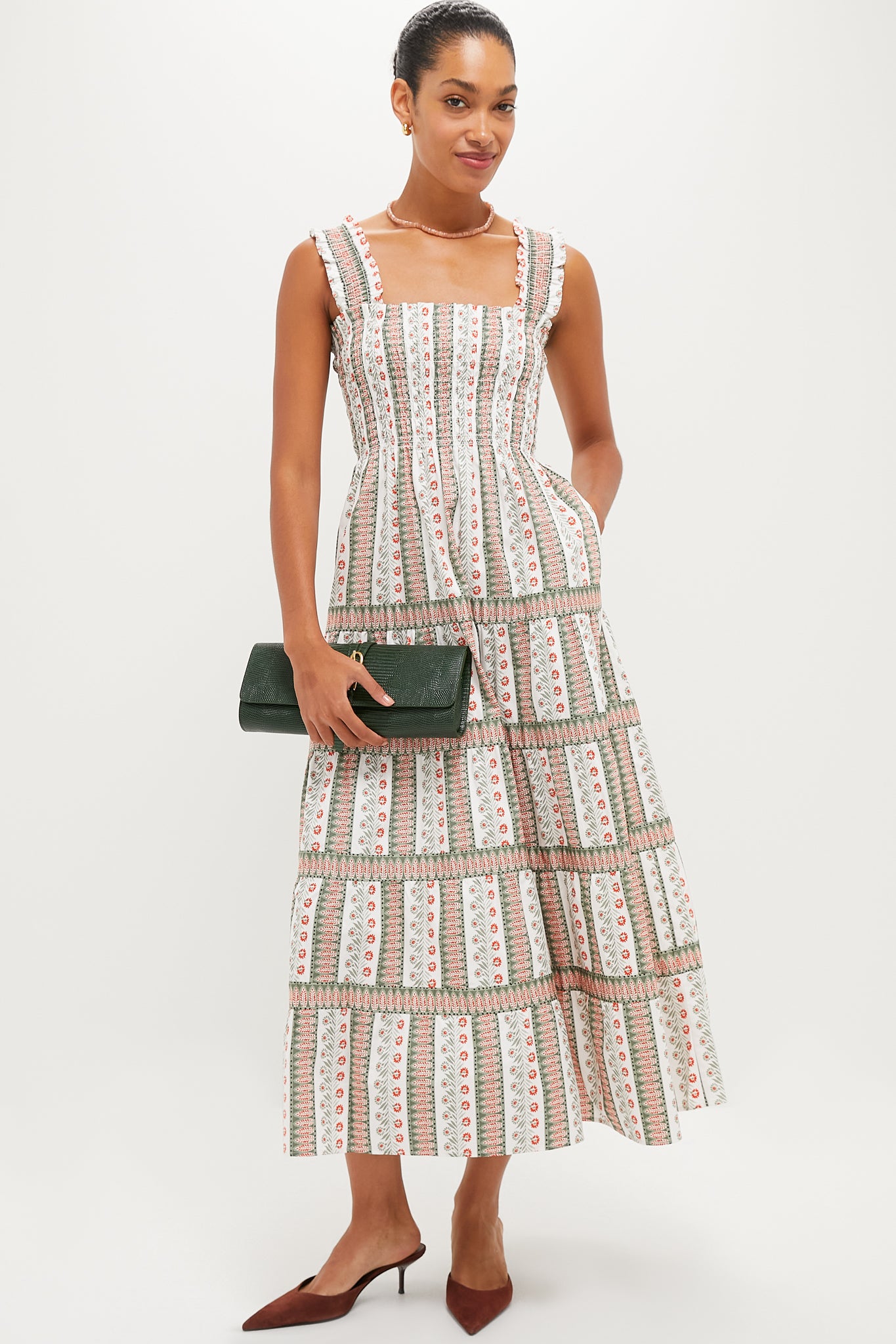 Olive and Paprika Cosmos Floral Stripe Kimmy Maxi Nap Dress | Hill