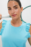Bright Blue Ruffle Performance Jersey Lea Tank