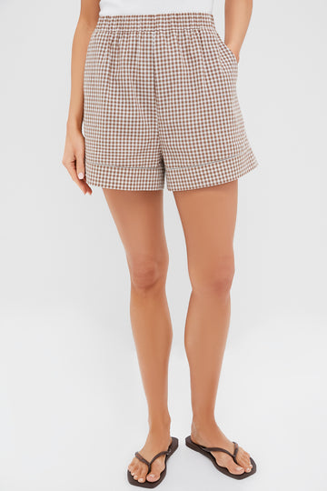 Mocha Cotton Gingham Hunter Button Down