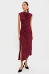 Oxblood Burke Draped Midi Dress