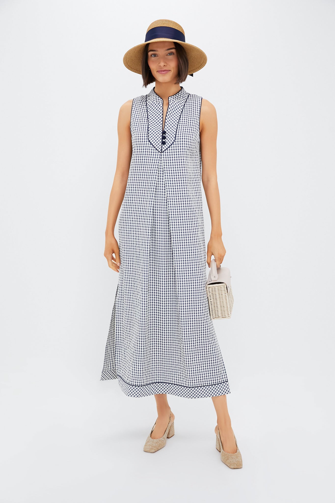 Exclusive Navy Packable Wide Bow Sunhat