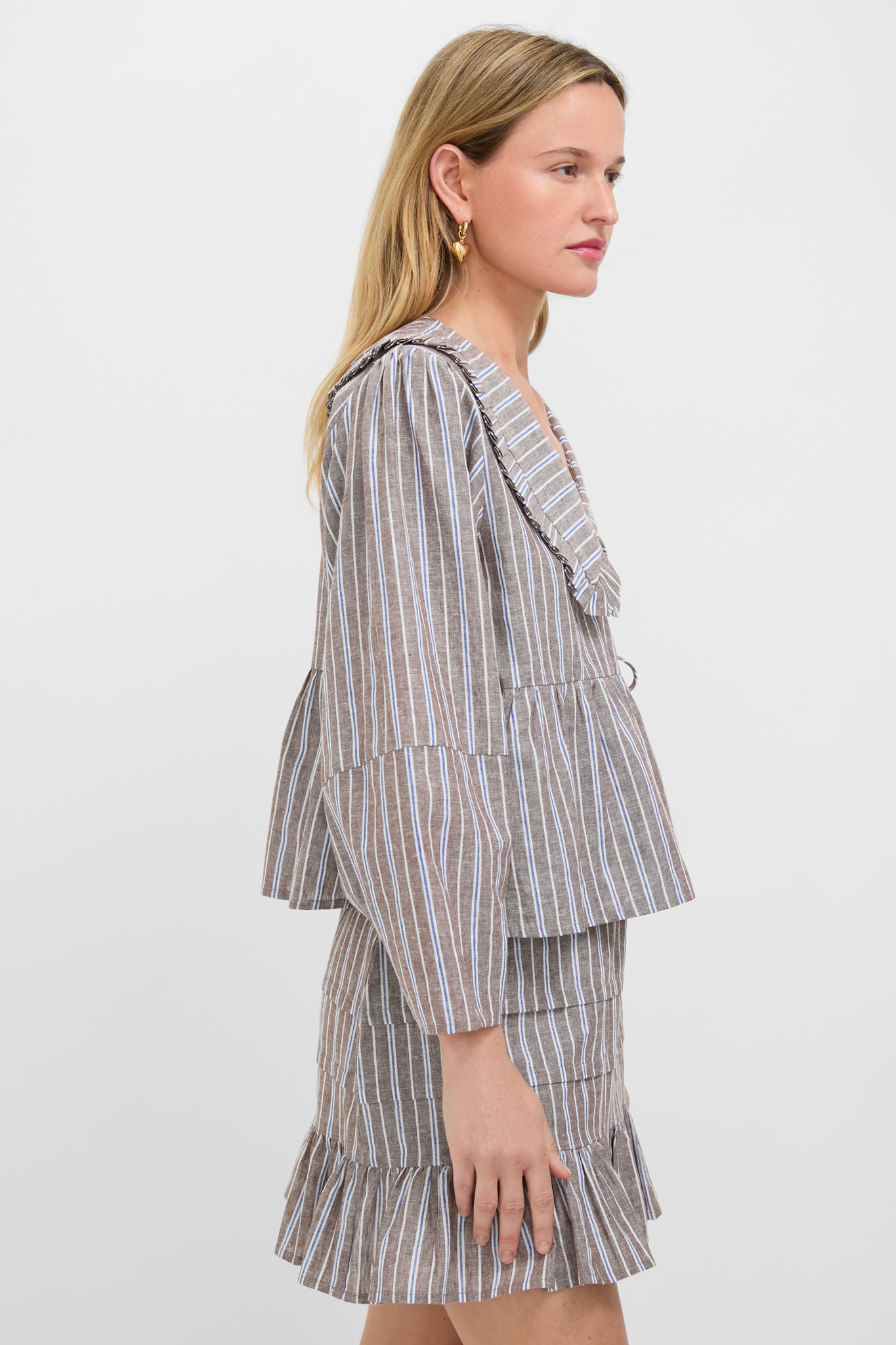 Dove Stripe Linen Bethany Blouse
