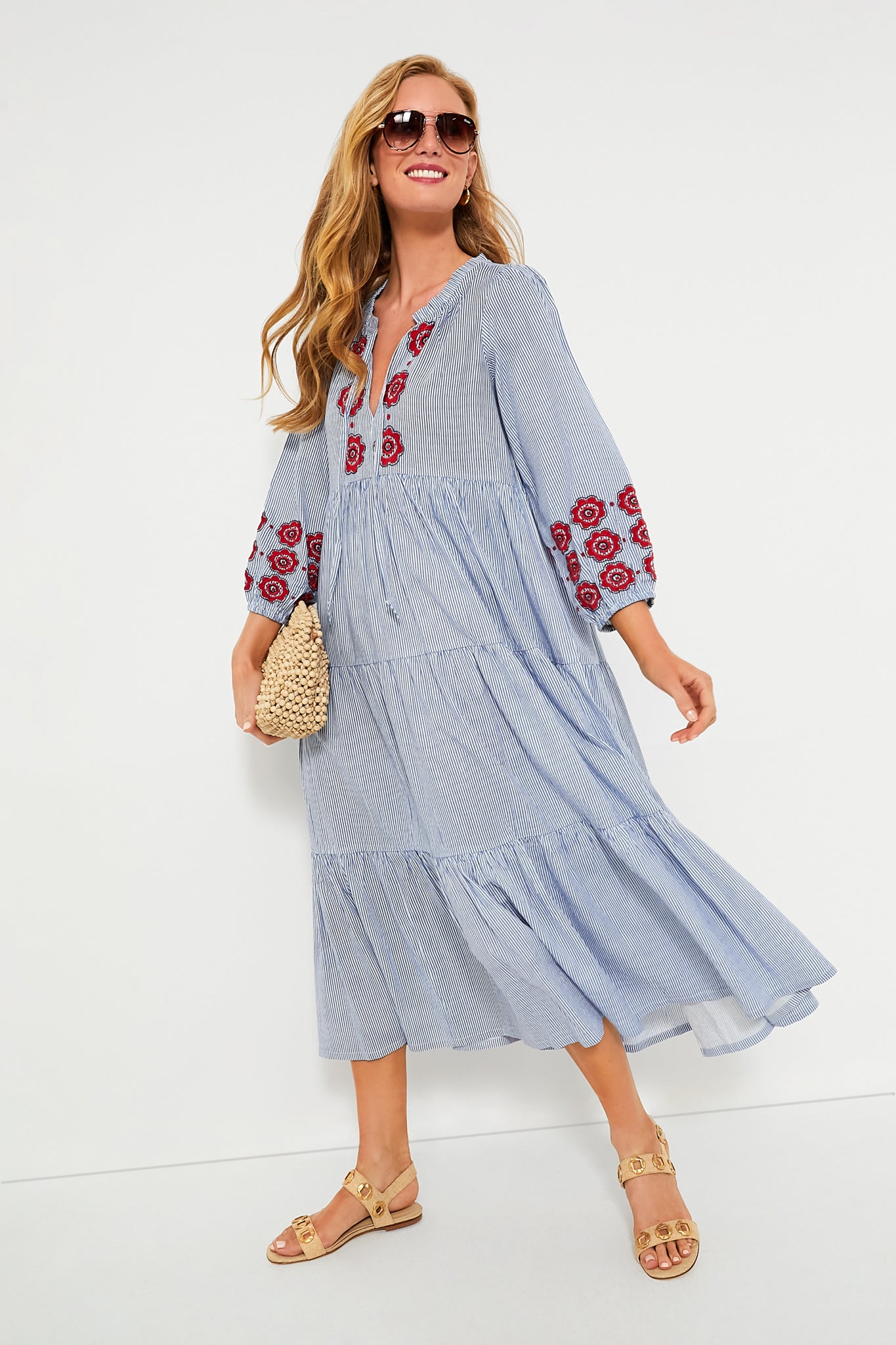 Poppy Stripe Long Sleeve Salty Paloma Caftan