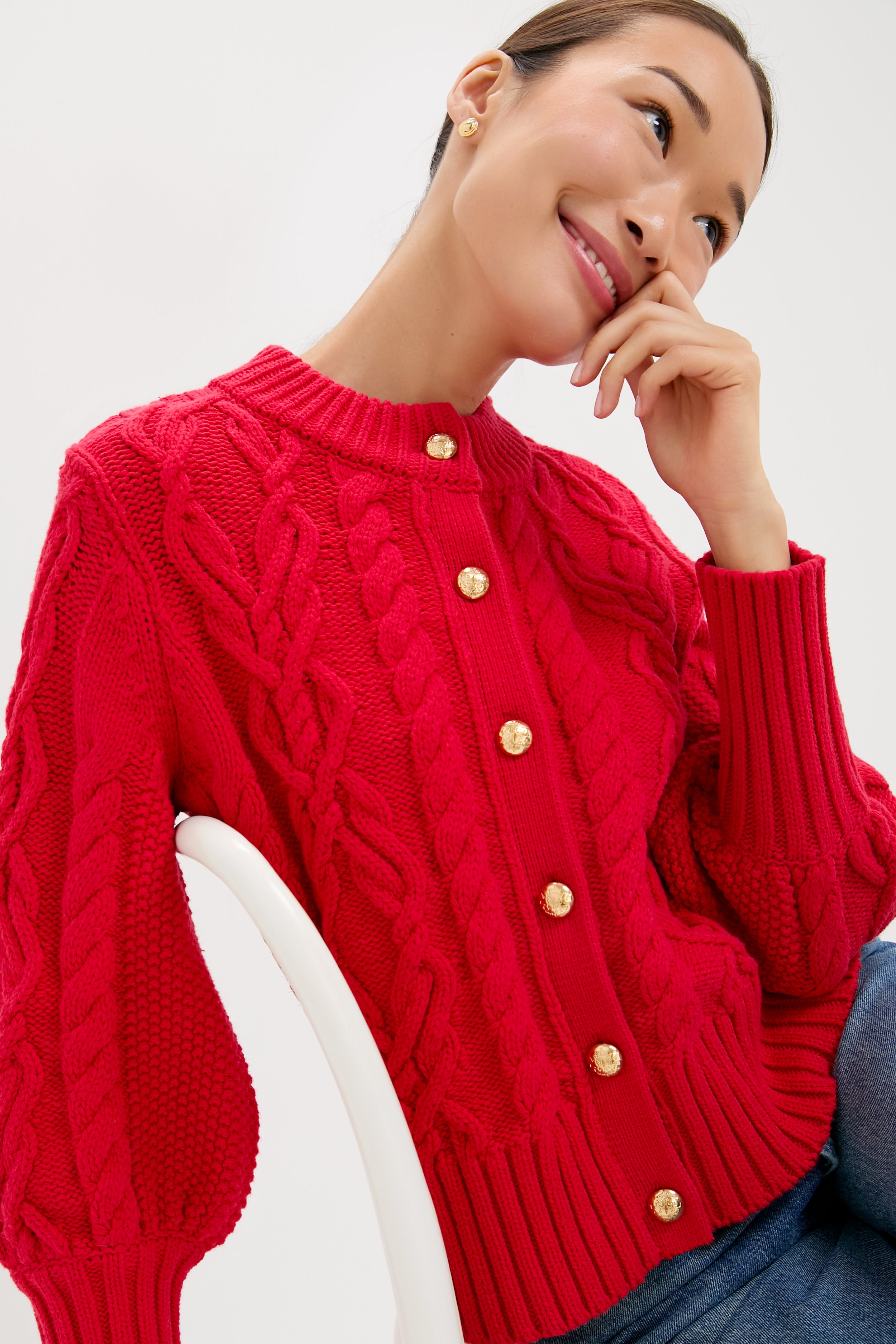 Red Cotton Colette Cardigan