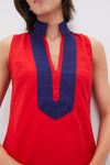 Fiery Red Sleeveless Classic Tunic