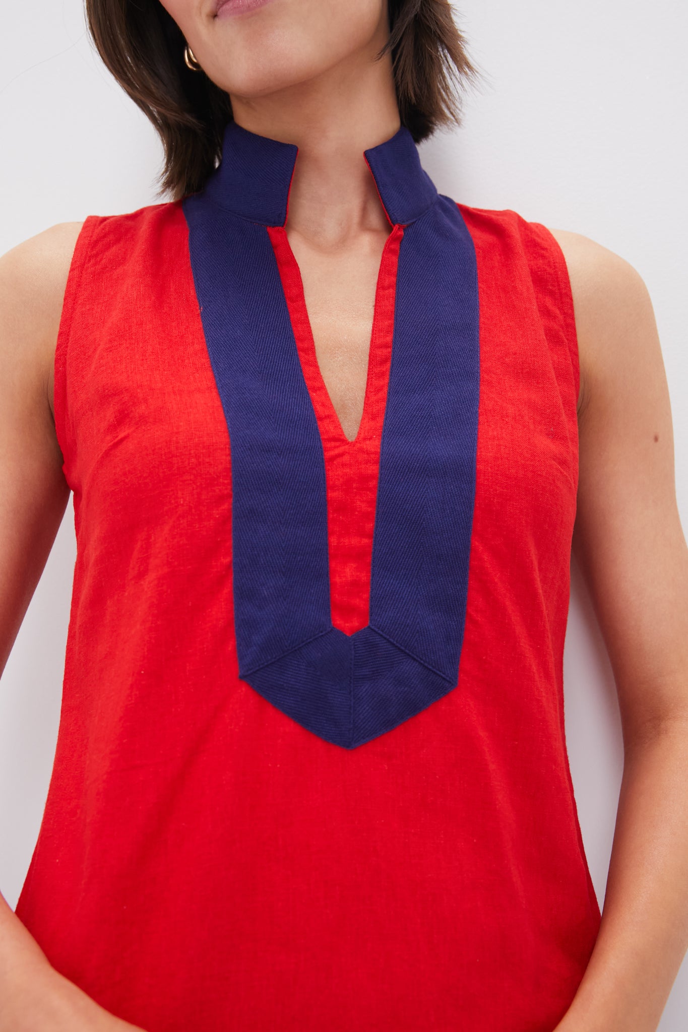 Fiery Red Sleeveless Classic Tunic