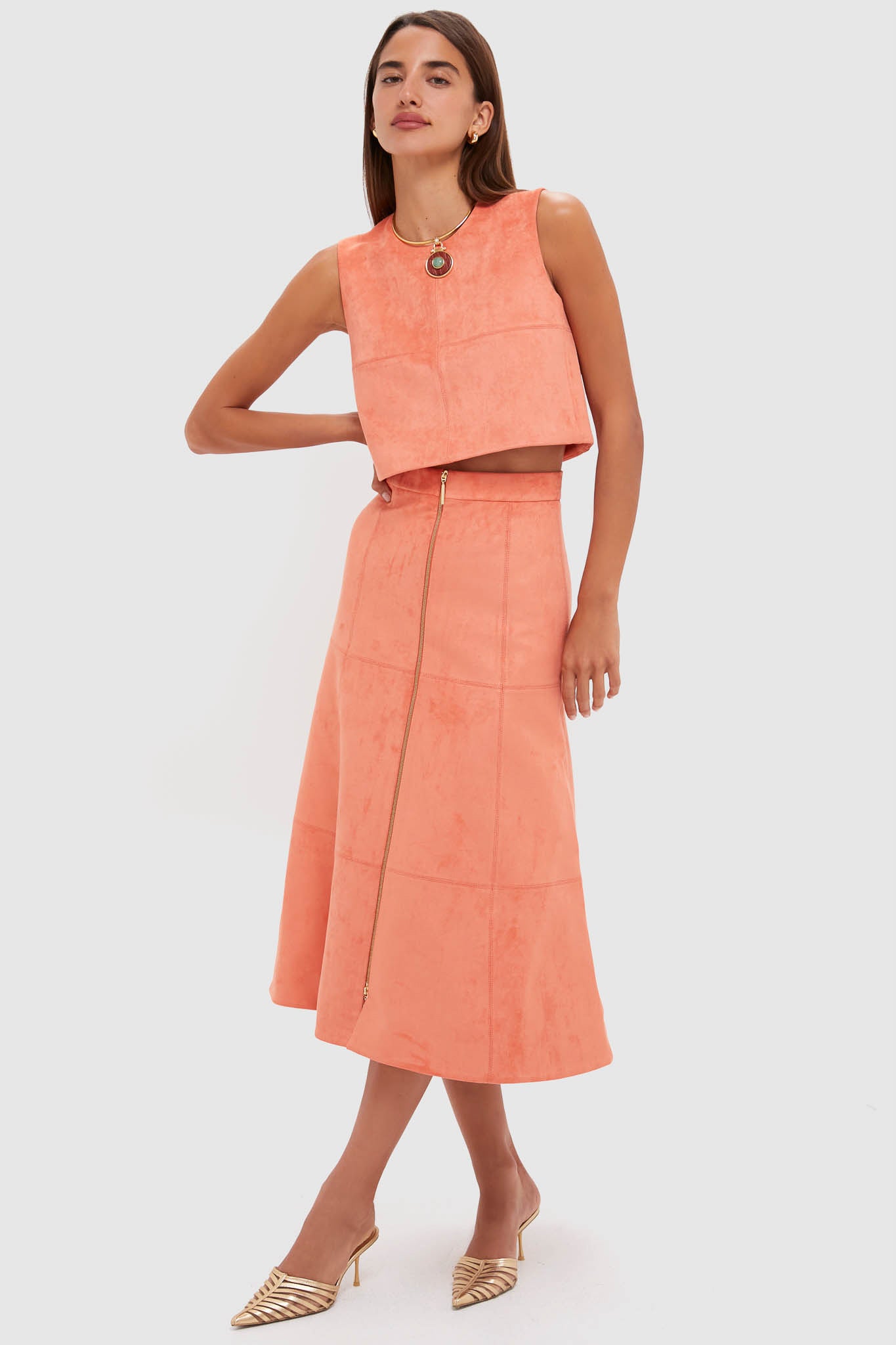 Amber Suede Bently Midi Skirt | ALEXIS
