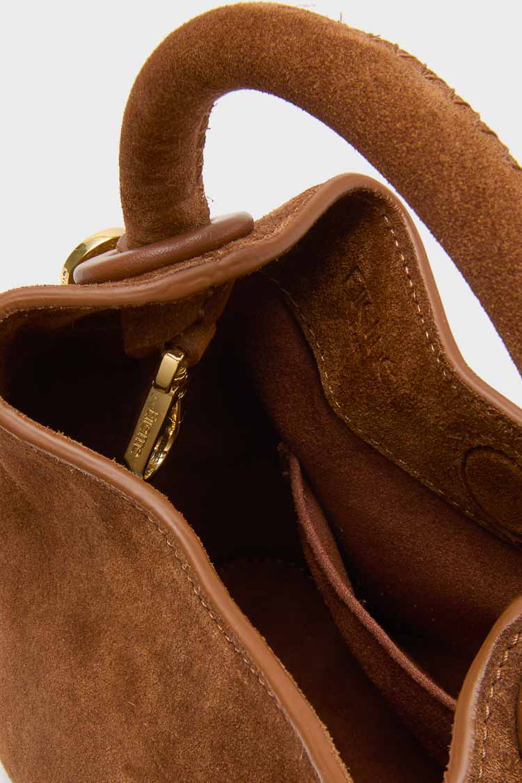 Cognac Suede Madeleine Bag