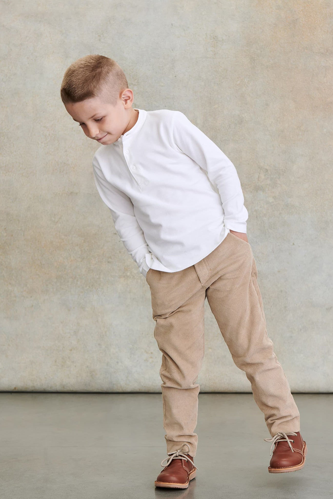 White Alcomo Long Sleeve Boy Polo