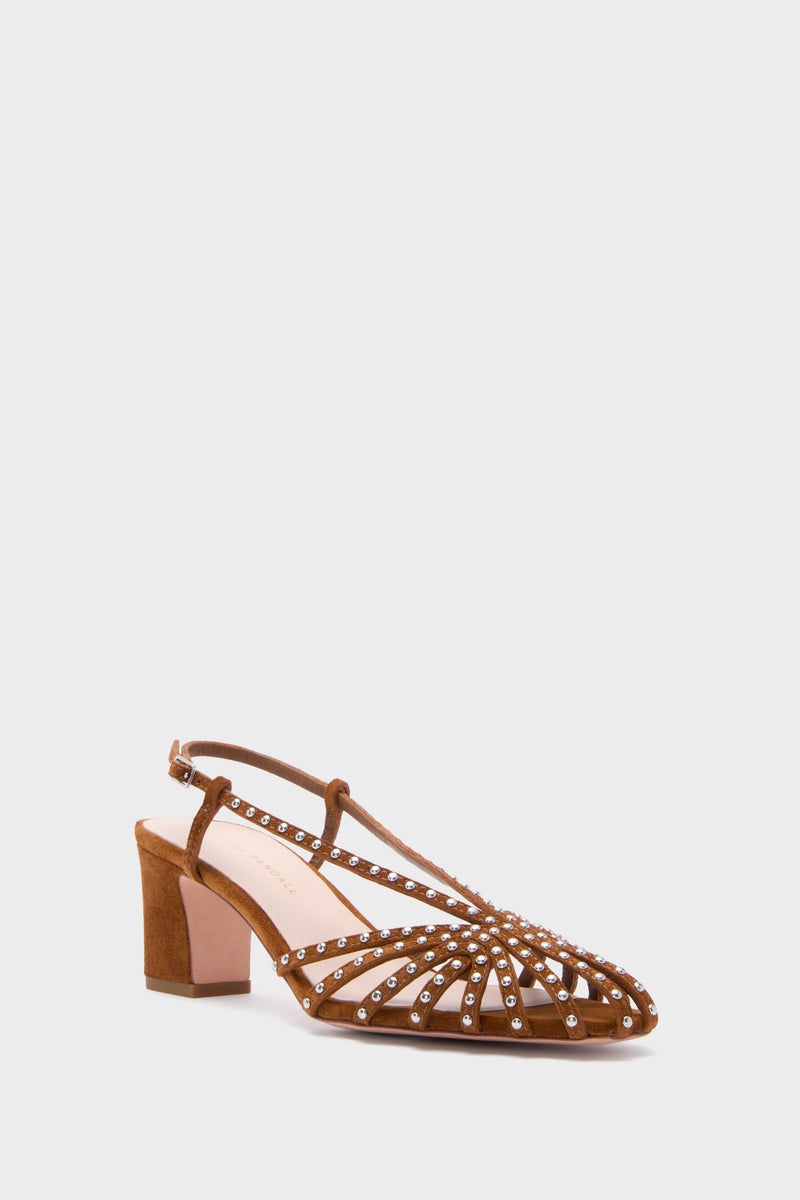 Cacao Suede Studded Priscilla Heels
