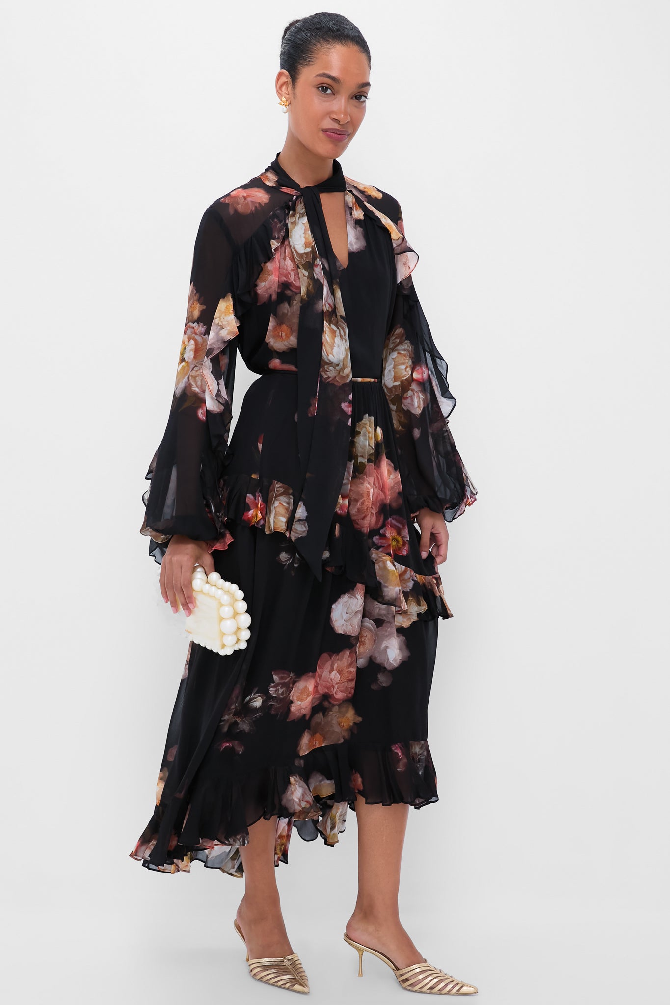 Russet Floral Hypnotic Flutter Blouse