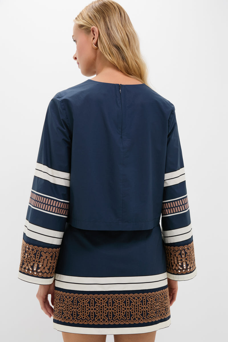 Riverside Stripe Cotton Eyelet Maxine Top