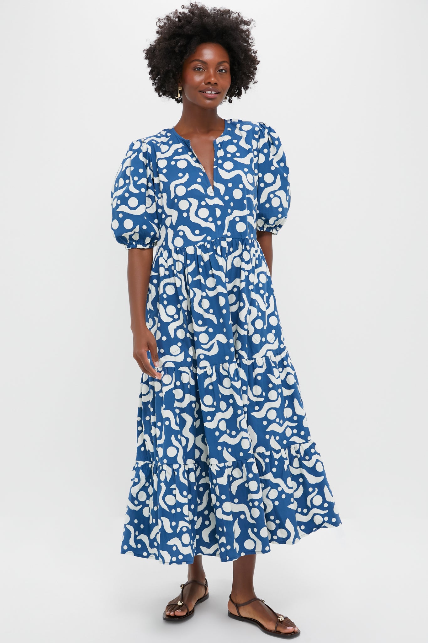 Exclusive Arcadia Navy Puff Sleeve Maxi Dress
