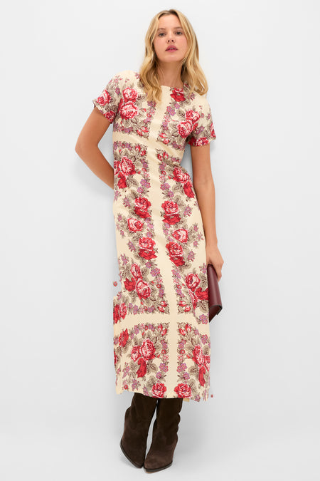 White Rosebush Preeti Silk Dress