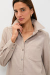 Taupe Brushed Wool Callahan Shirt Dress