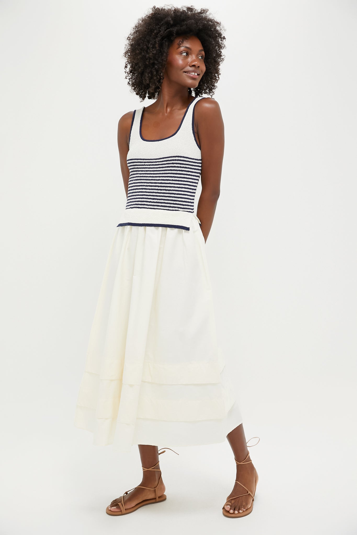 ribbon stripe midi dress Prescott Cloud Ribbon Stripe Midi Dress