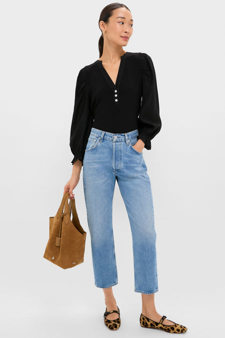 Black Long Sleeve Livia Puff Sleeve Top