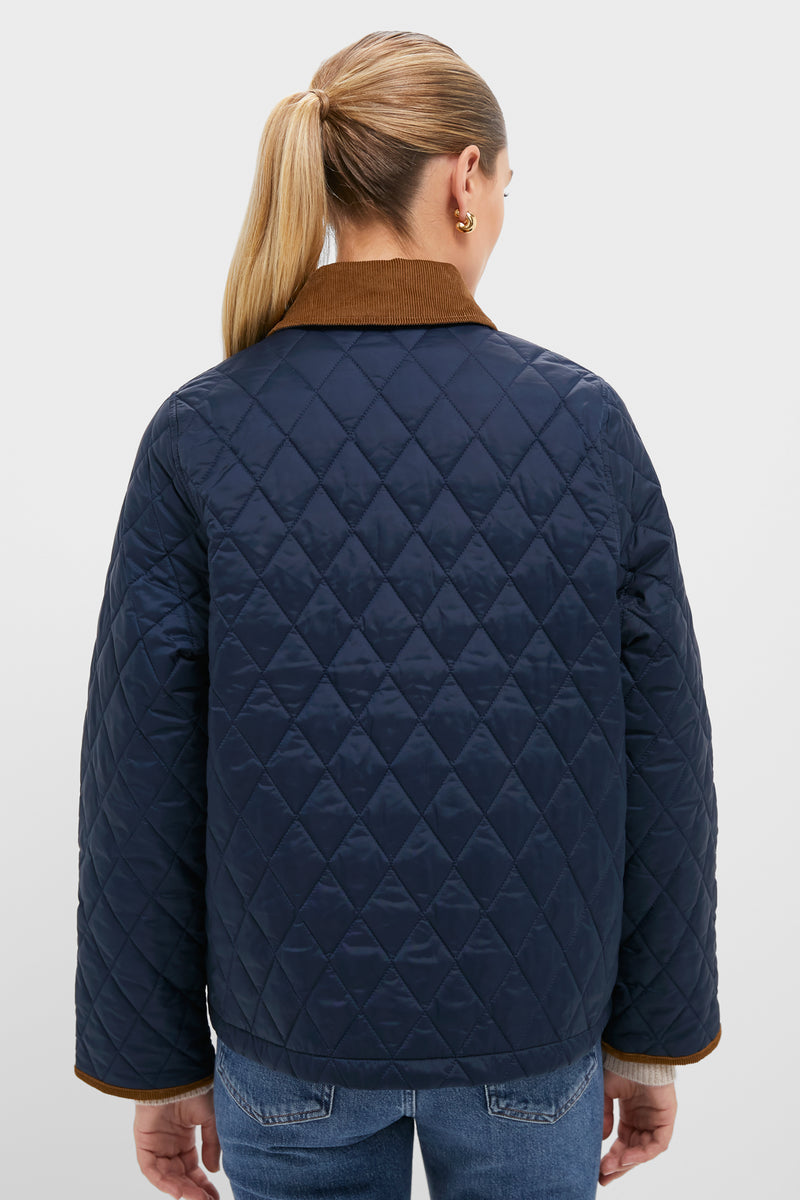 Navy Icons Cropped Liddesdale Quilted Jacket