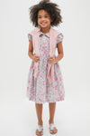 Pink Leafy Floral Frill Dress