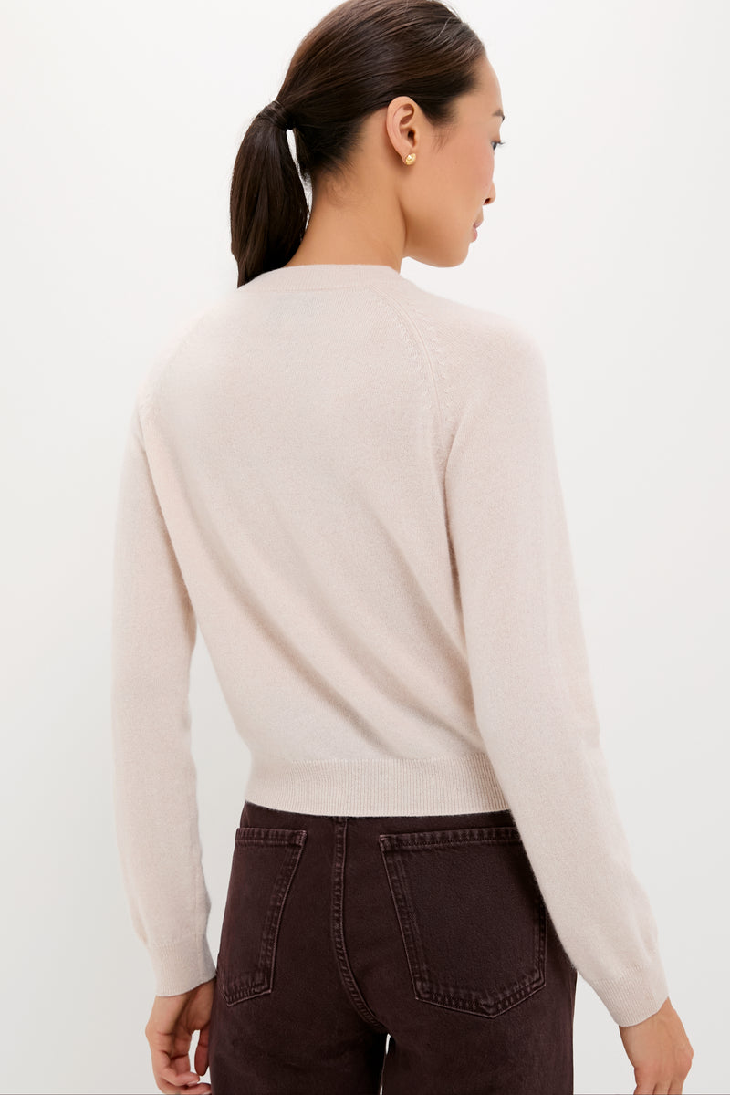 Lightweight Sandstone Cashmere Knot Button Cardigan